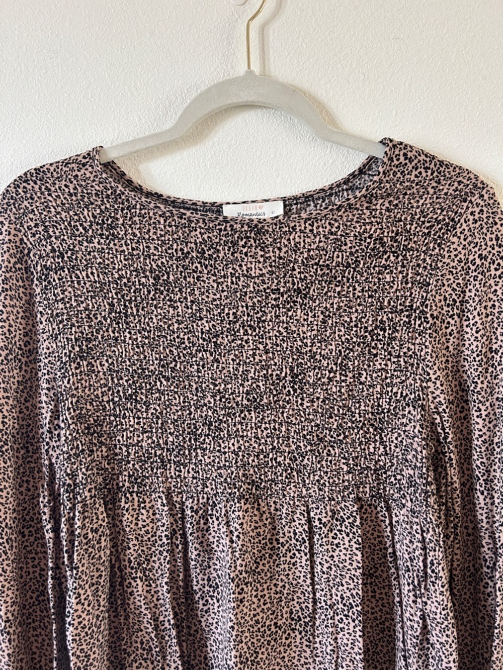 URBAN Romantics Brown Leopard Smocked Peplum Long-Sleeve Top - Picture 2 of 5
